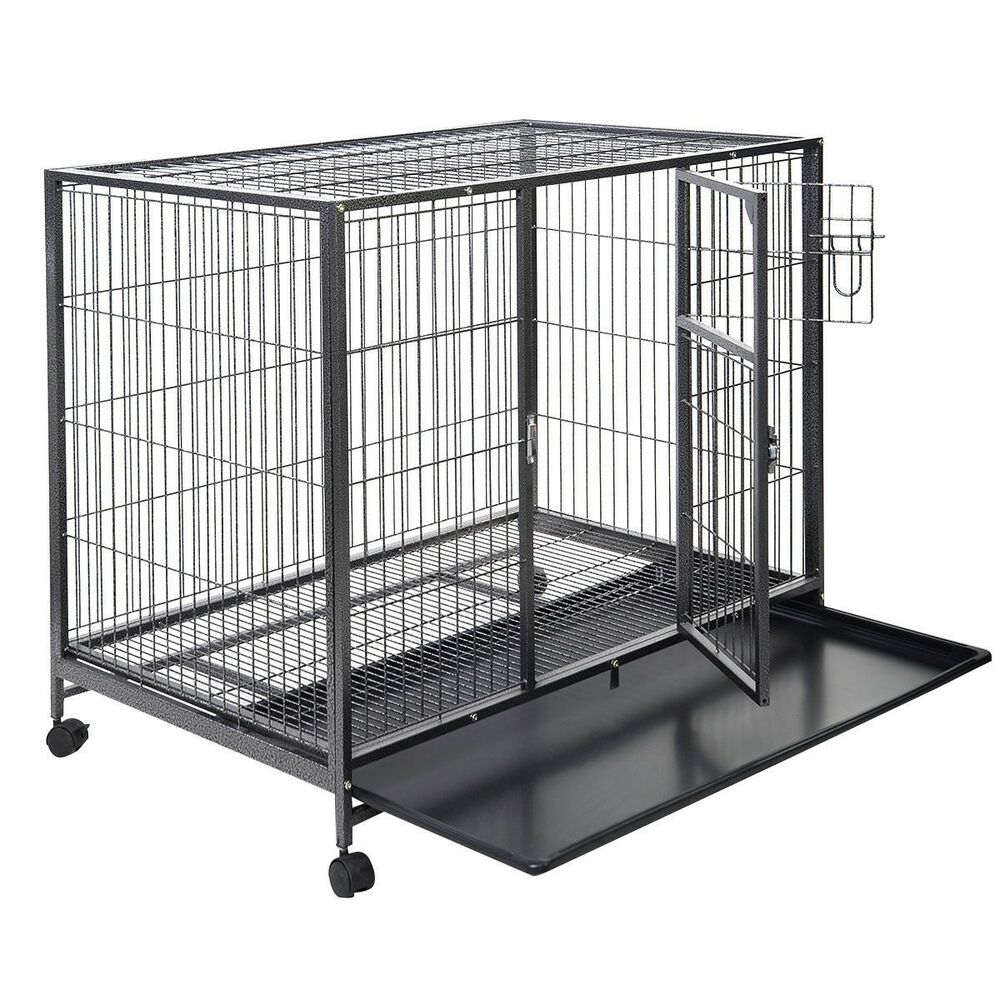Nkịta nkịta w Wheels Portable Pet Puppy Carrier Crate Cage