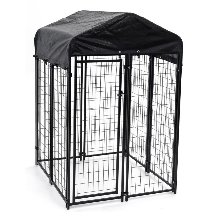 Dog Crate Cage Metal Wire Dog Kennel ကြီးကို အမိုးဖုံးထားသည်။