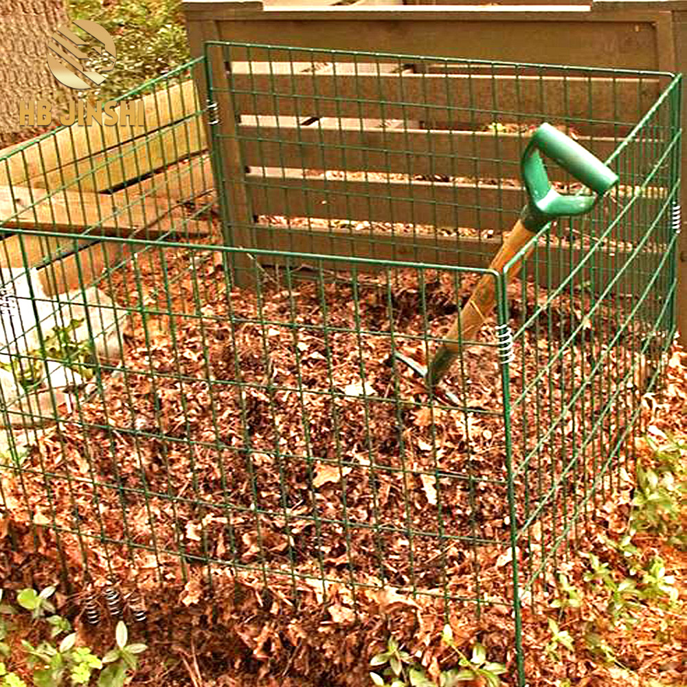 Green PVC powder coated Metal Garden Wire Tree basket Compost grid 90x90x70cm