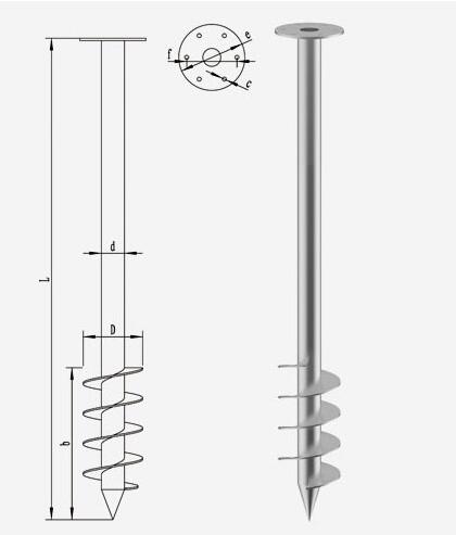 Q235 OmRopFryslan Metal Ground Spiral Piles Screw Spike Anchor