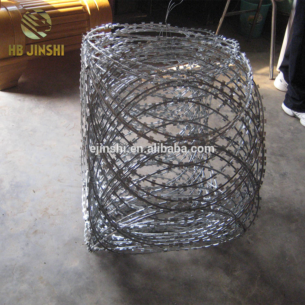Flat razor wire barbe for type ribbon panels