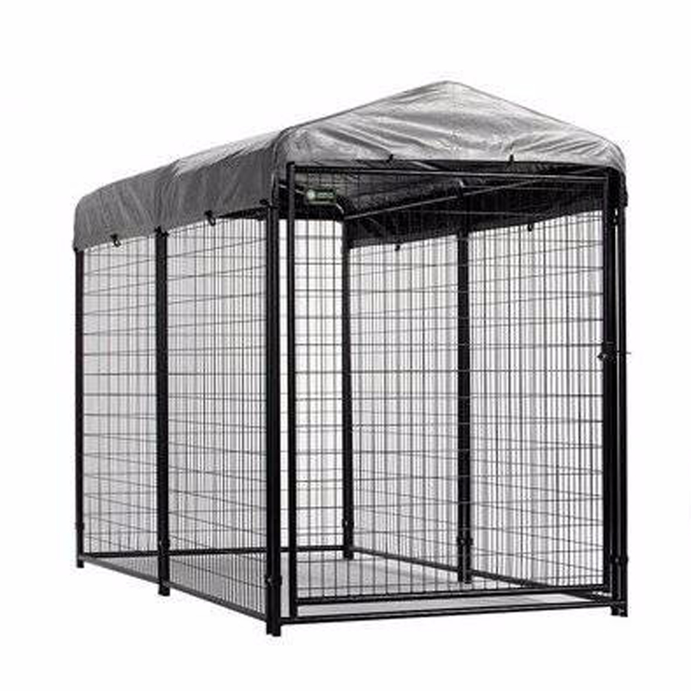Box per gabbie per cani modulari per canili da esterno saldati neri di grandi dimensioni