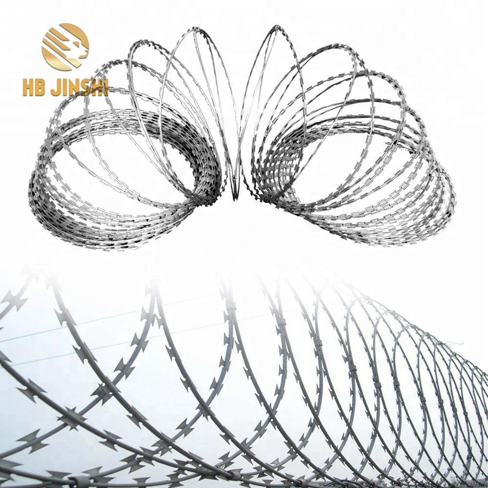 An Pholainn corna 900mm Teirmeach BTO-22 Concertina Razor Barbed Wire