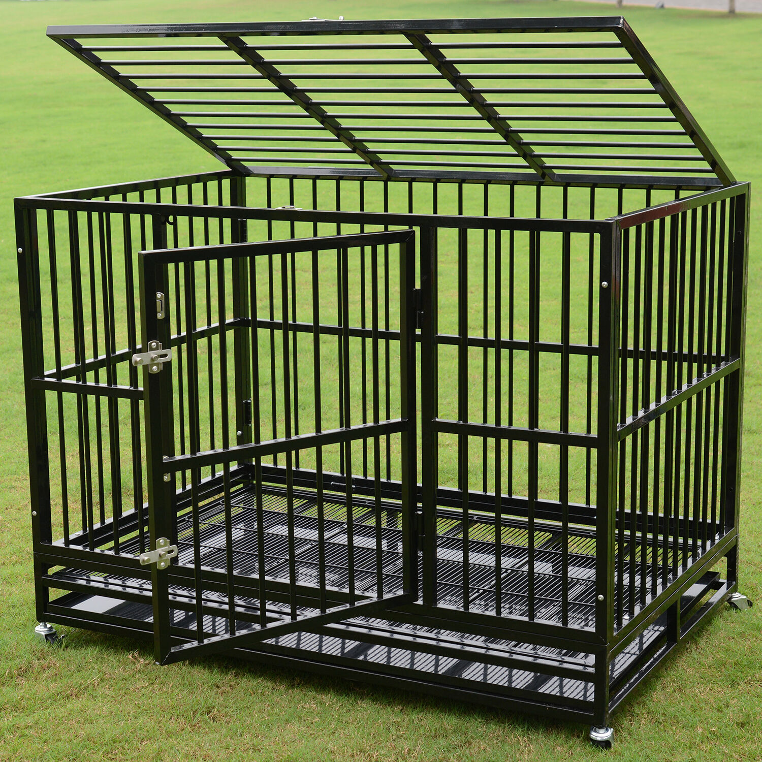 37" Dog Kennel w Wheels Portable Pet Puppy Carrier Crate Crate