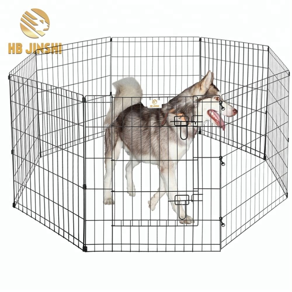Heavy Duty Metal Black Wire Fence Gate Folding Dog Leikgrind