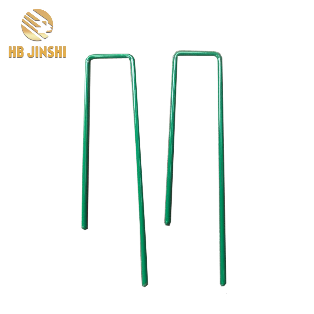 HB Jinshi Trade Assurance support Factory 2.8mm 6'' pvc coating U-type lawn nails  turf nails