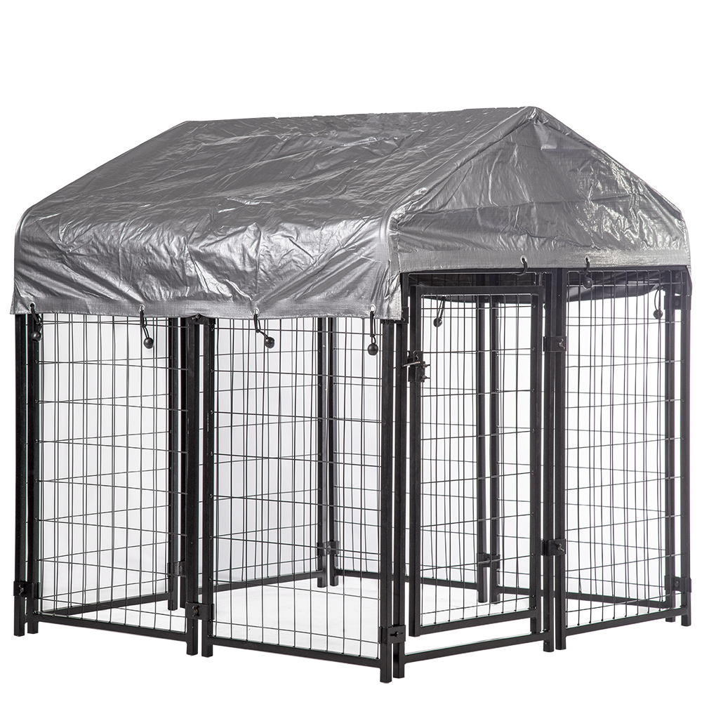 8x4x6ft velika vanjska vrata obložena crnim prahom presavijena teška kućica za pse